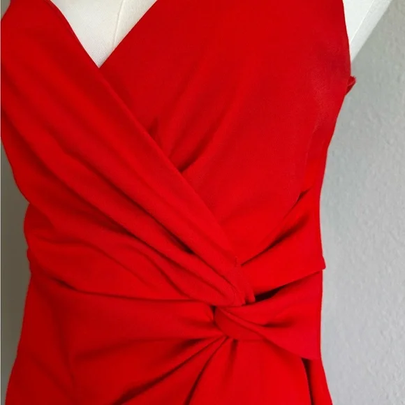 Lulus Ready for the Night Coral Red Twist-Front Mini Dress Large NWOT NEVER WORN - Picture 5 of 7
